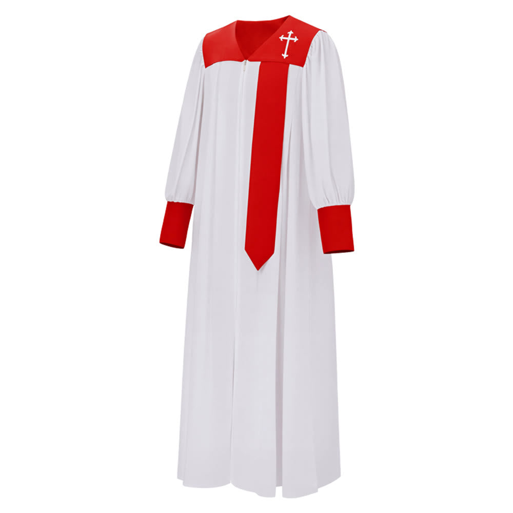 Christianartworkshop: Charakteristische weiße Priesterrobe mit rotem Kragen und Kreuzemblem - image 1