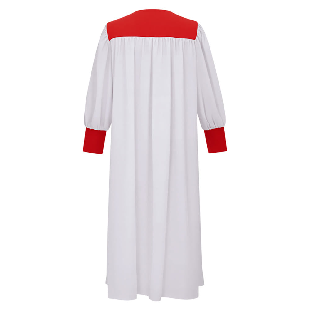 Christianartworkshop: Charakteristische weiße Priesterrobe mit rotem Kragen und Kreuzemblem - image 2