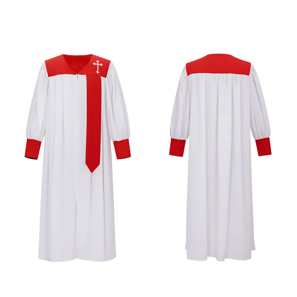 Christianartworkshop: Charakteristische weiße Priesterrobe mit rotem Kragen und Kreuzemblem - image 15