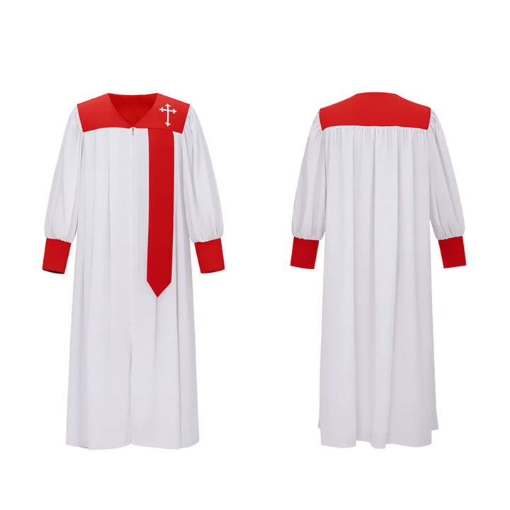 Christianartworkshop: Charakteristische weiße Priesterrobe mit rotem Kragen und Kreuzemblem - image 15
