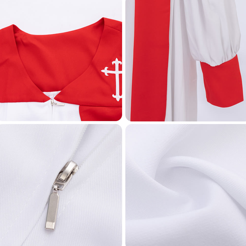Christianartworkshop: Charakteristische weiße Priesterrobe mit rotem Kragen und Kreuzemblem - image 14