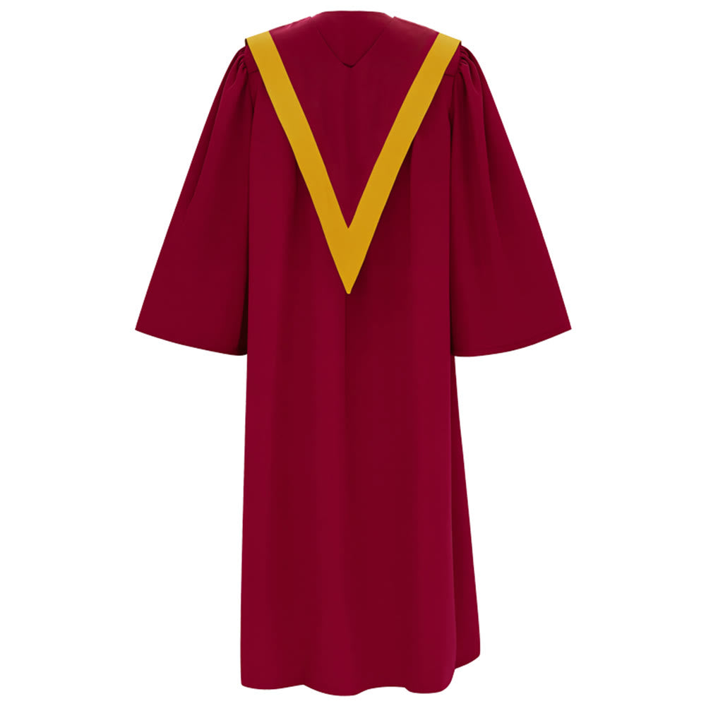 Traditionelle burgunderrote Priesterrobe von Christianartworkshop mit goldenem Kreuz und V-Ausschnitt - image 3