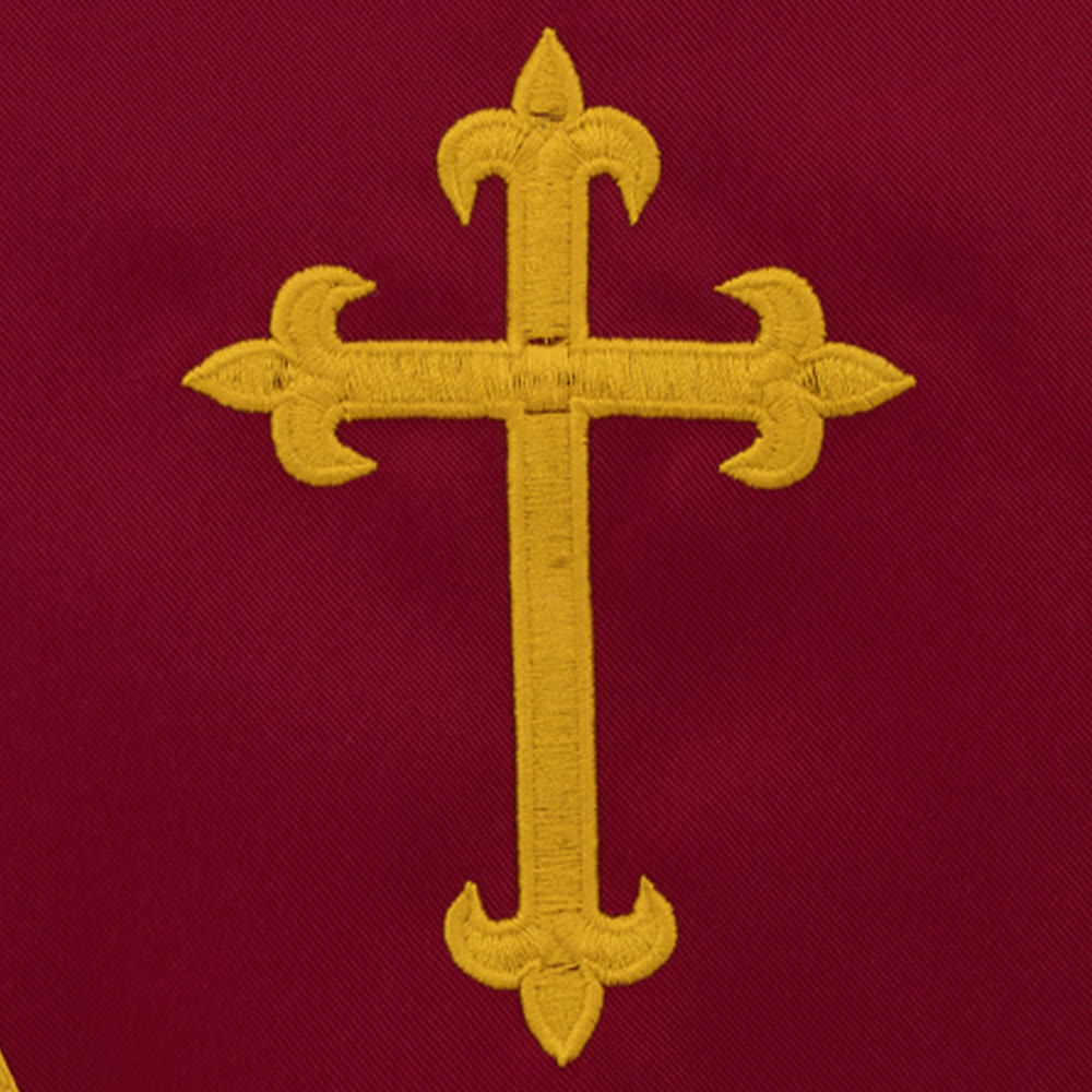 Traditionelle burgunderrote Priesterrobe von Christianartworkshop mit goldenem Kreuz und V-Ausschnitt - image 6
