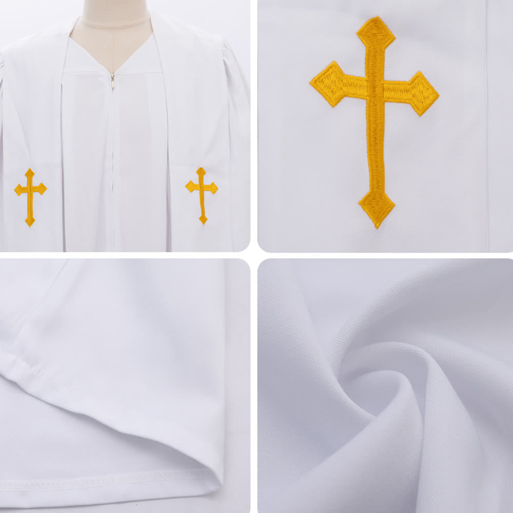 Elegante Priestergewänder in Schwarz und Weiß von Christianartworkshop : Detail mit goldenem Kreuz - image 17