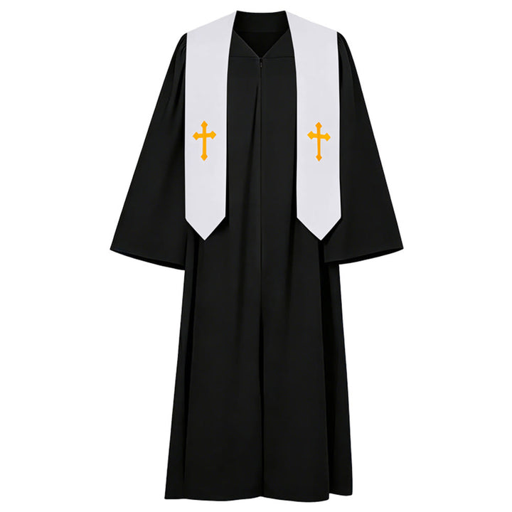 Elegante Priestergewänder in Schwarz und Weiß von Christianartworkshop : Detail mit goldenem Kreuz - Schwarz - 2XL - image 13