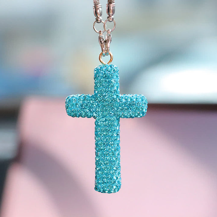 Christianartworkshop Autoanhänger mit kristallverziertem Kreuz: Strahlender Glaube für jede Reise - Lake Blue# - image 14