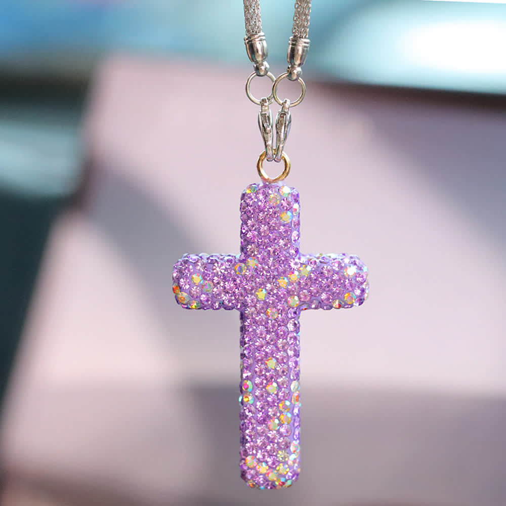 Christianartworkshop Autoanhänger mit kristallverziertem Kreuz: Strahlender Glaube für jede Reise - Lila# - image 13