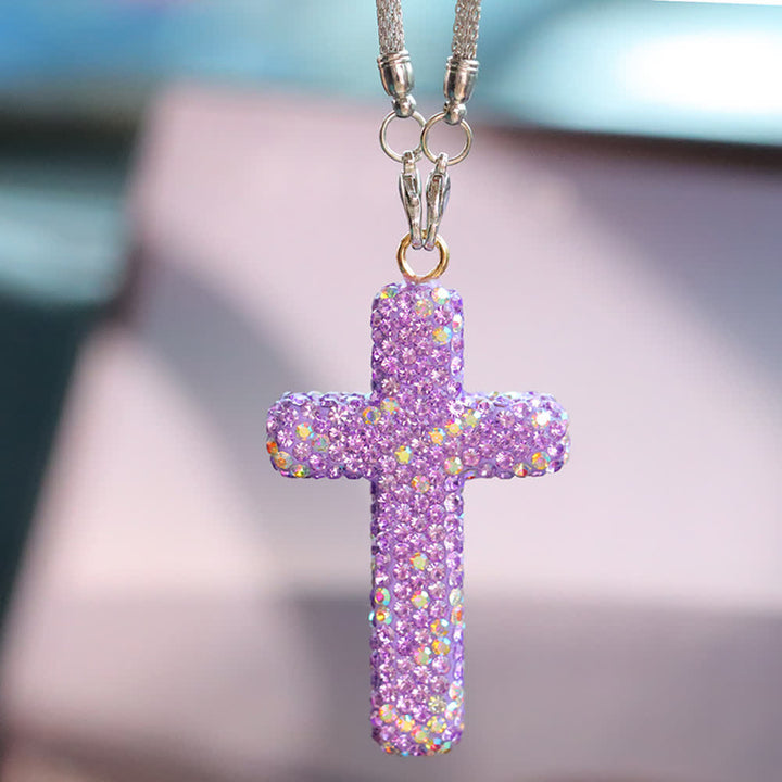 Christianartworkshop Autoanhänger mit kristallverziertem Kreuz: Strahlender Glaube für jede Reise - Lila# - image 13