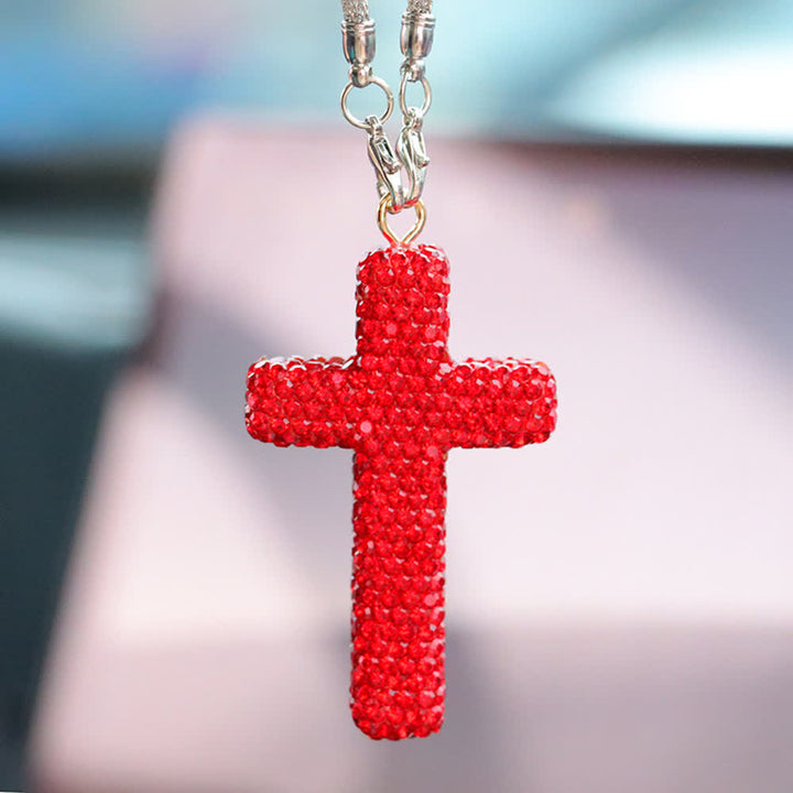 Christianartworkshop Autoanhänger mit kristallverziertem Kreuz: Strahlender Glaube für jede Reise - Rot# - image 8