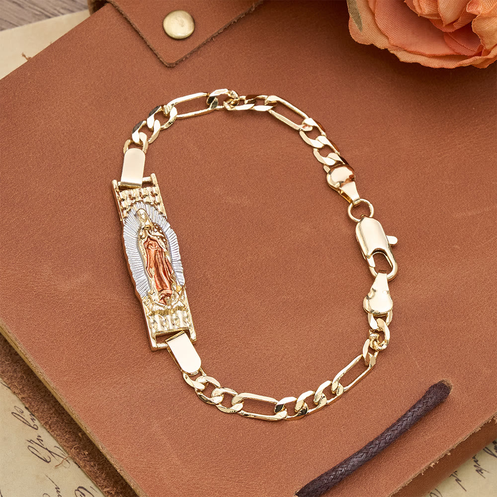 Christianartworkshop Figaro-Kettenarmband mit Marien- und St.-Judas-Medaillons: Ein Symbol göttlichen Schutzes - Rosa Unsere Liebe Frau - image 5