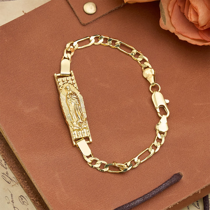 Christianartworkshop Figaro-Kettenarmband mit Marien- und St.-Judas-Medaillons: Ein Symbol göttlichen Schutzes - Goldene Muttergottes - image 3