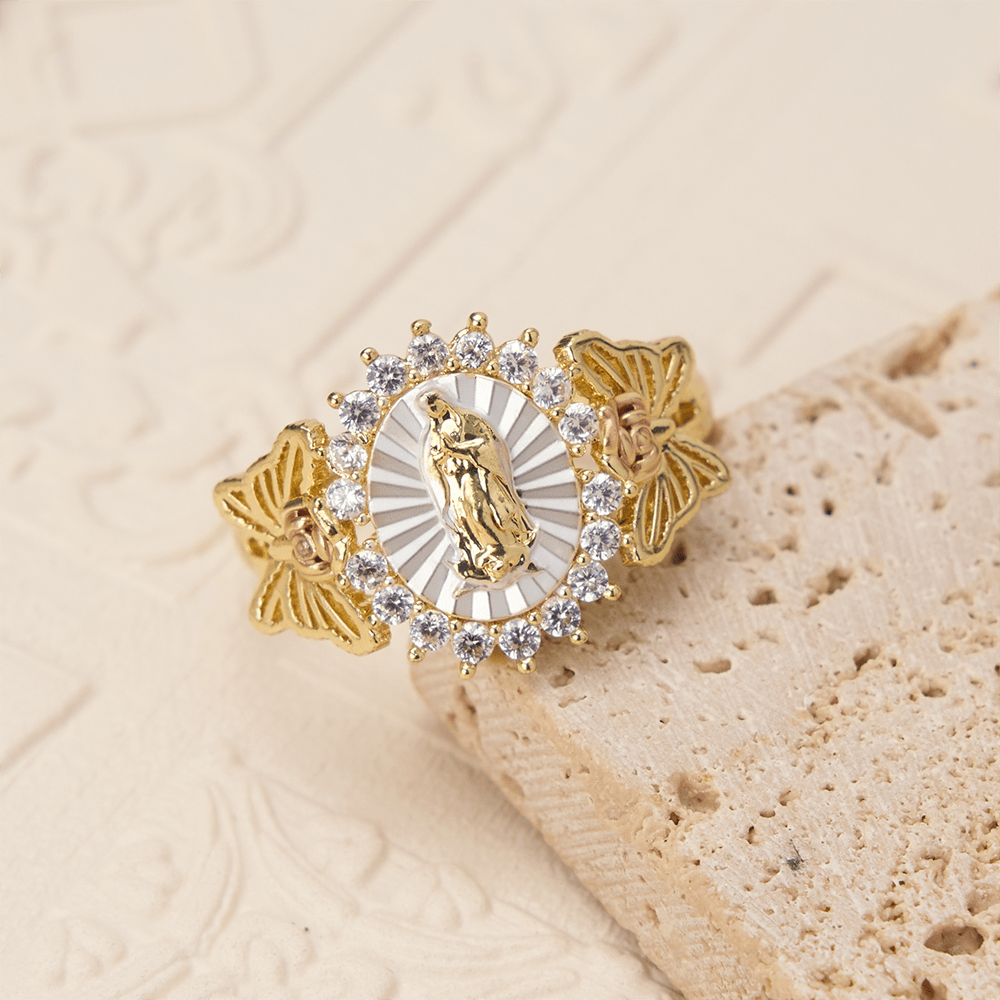 Christianartworkshop Rosenförmiger Zirkon-Ring mit Blumenmuster: Trage das Licht mütterlicher Liebe - image 4