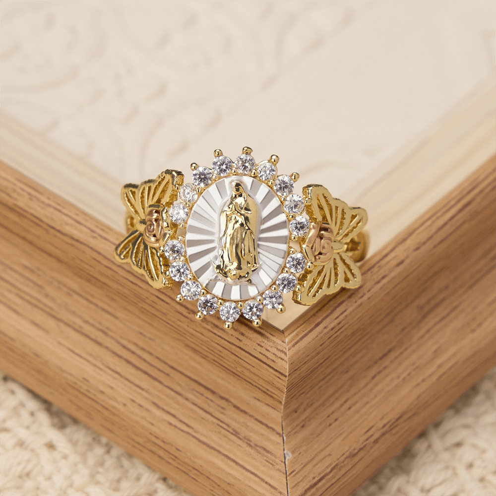Christianartworkshop Rosenförmiger Zirkon-Ring mit Blumenmuster: Trage das Licht mütterlicher Liebe - image 3