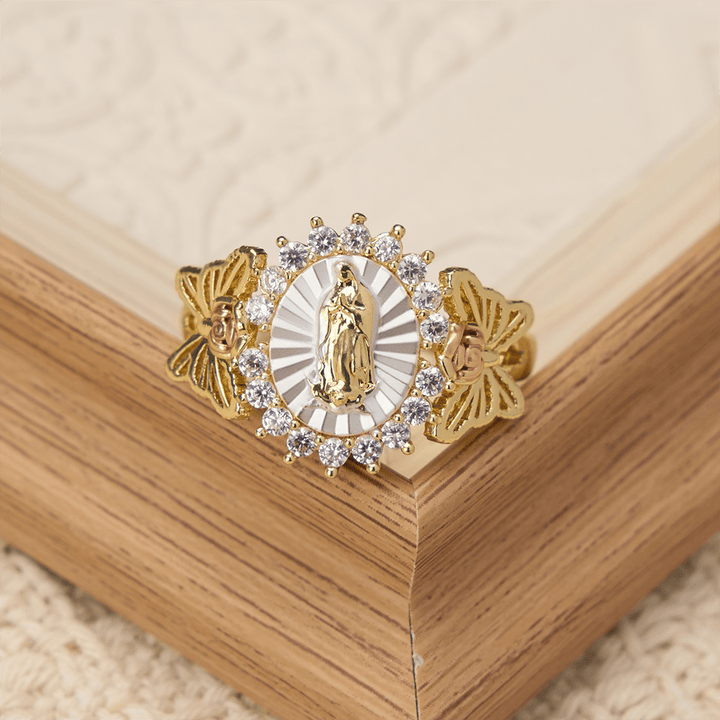 Christianartworkshop Rosenförmiger Zirkon-Ring mit Blumenmuster: Trage das Licht mütterlicher Liebe - image 3