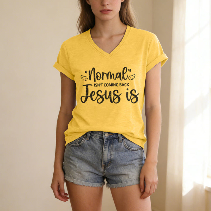 Christianartworkshop Normal Isn't Coming Back Lässiges V-Ausschnitt-T-Shirt - image 1