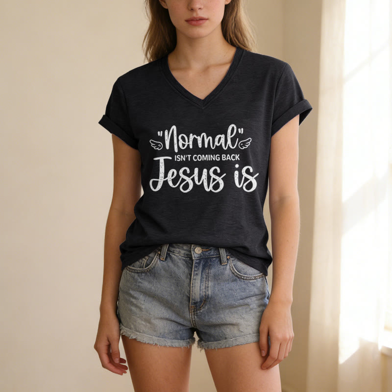 Christianartworkshop Normal Isn't Coming Back Lässiges V-Ausschnitt-T-Shirt - image 13