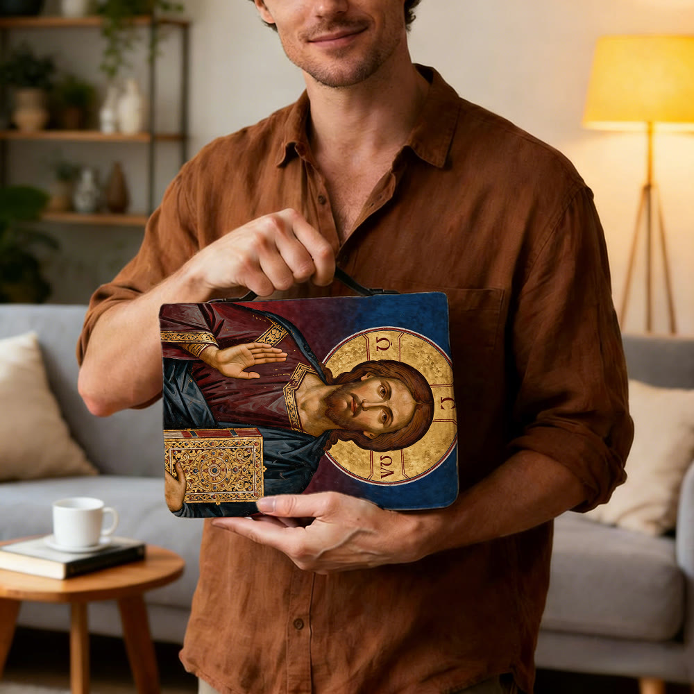 Christianartworkshop Andachtsbibel-Einband mit Jesus-Christus-Ikone und verziertem Kreuz - image 3