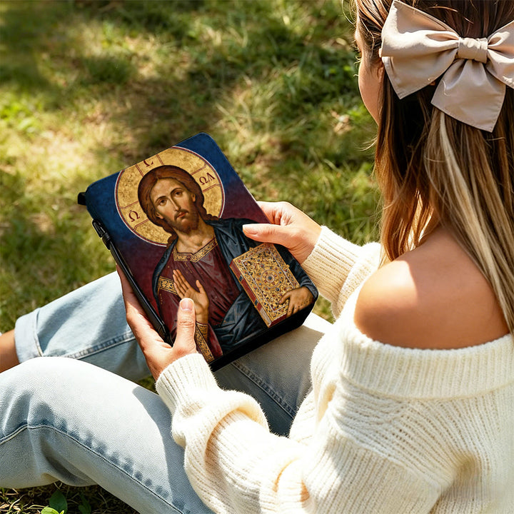 Christianartworkshop Andachtsbibel-Einband mit Jesus-Christus-Ikone und verziertem Kreuz - image 10