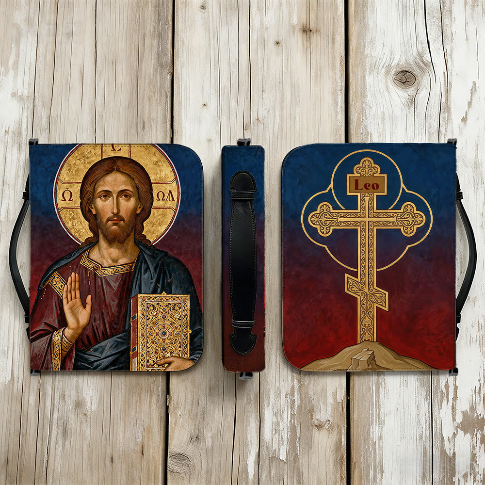 Christianartworkshop Andachtsbibel-Einband mit Jesus-Christus-Ikone und verziertem Kreuz - image 14