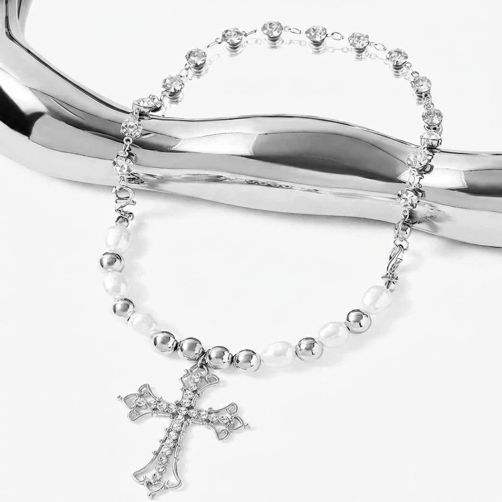 Christianartworkshop Barocke Perlen- und Zirkon-Kreuzkette im gotischen Stil: Ein Symbol des Glaubens und romantischer Hingabe - image 10