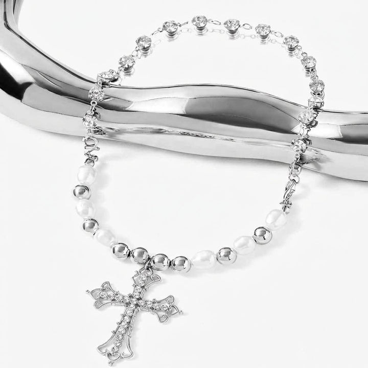 Christianartworkshop Barocke Perlen- und Zirkon-Kreuzkette im gotischen Stil: Ein Symbol des Glaubens und romantischer Hingabe - image 10