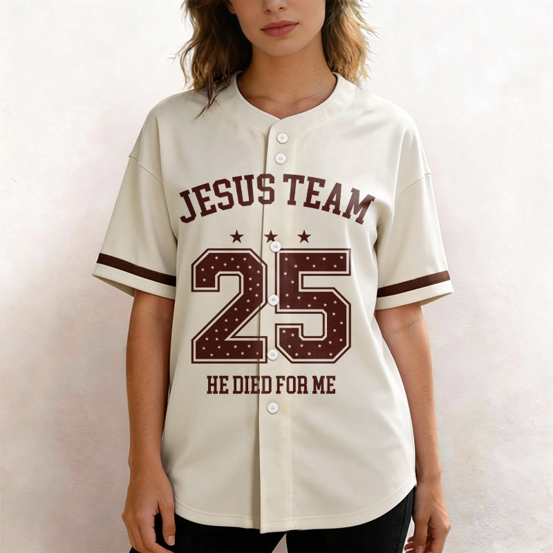 Christianartworkshop Jesus Team 25 Er starb für mich Glaube Baseballtrikot - image 3