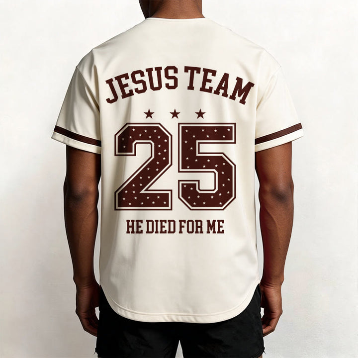 Christianartworkshop Jesus Team 25 Er starb für mich Glaube Baseballtrikot - image 2