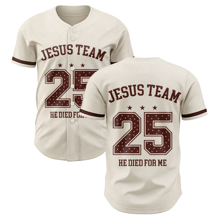 Christianartworkshop Jesus Team 25 Er starb für mich Glaube Baseballtrikot - 5XL - image 0