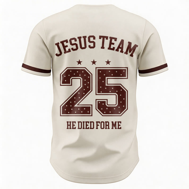 Christianartworkshop Jesus Team 25 Er starb für mich Glaube Baseballtrikot - image 6