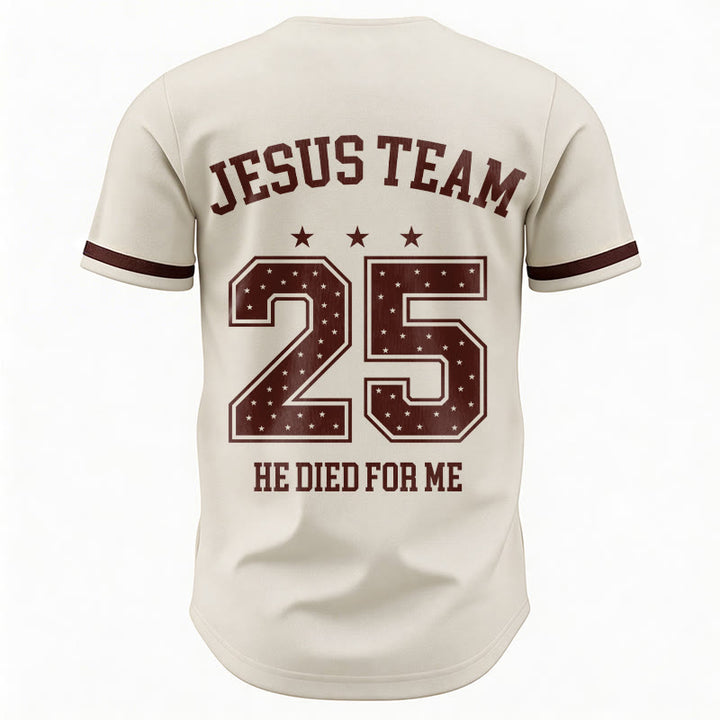 Christianartworkshop Jesus Team 25 Er starb für mich Glaube Baseballtrikot - image 6