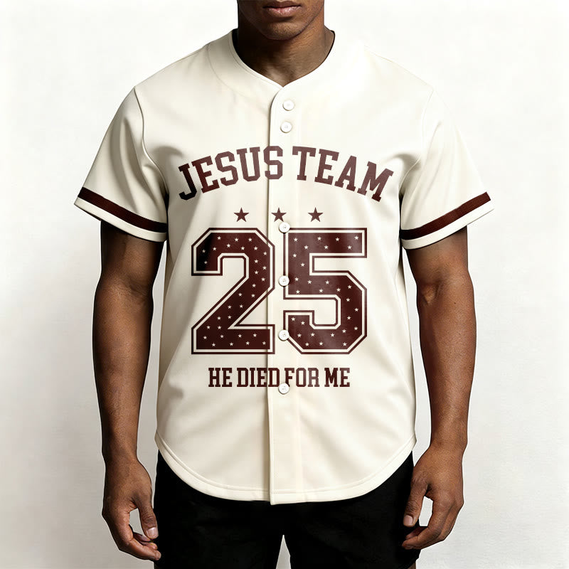 Christianartworkshop Jesus Team 25 Er starb für mich Glaube Baseballtrikot - image 1