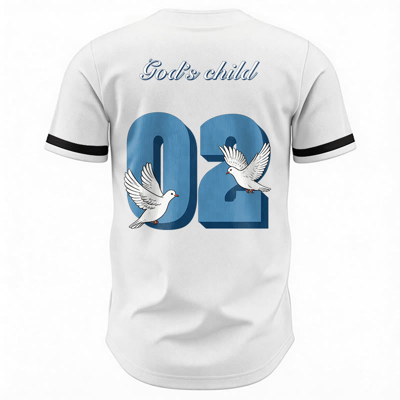 Christianartworkshop Baseballtrikot mit inspirierendem Tauben- und Zahlenmotiv „Gottes Kind“ - image 13
