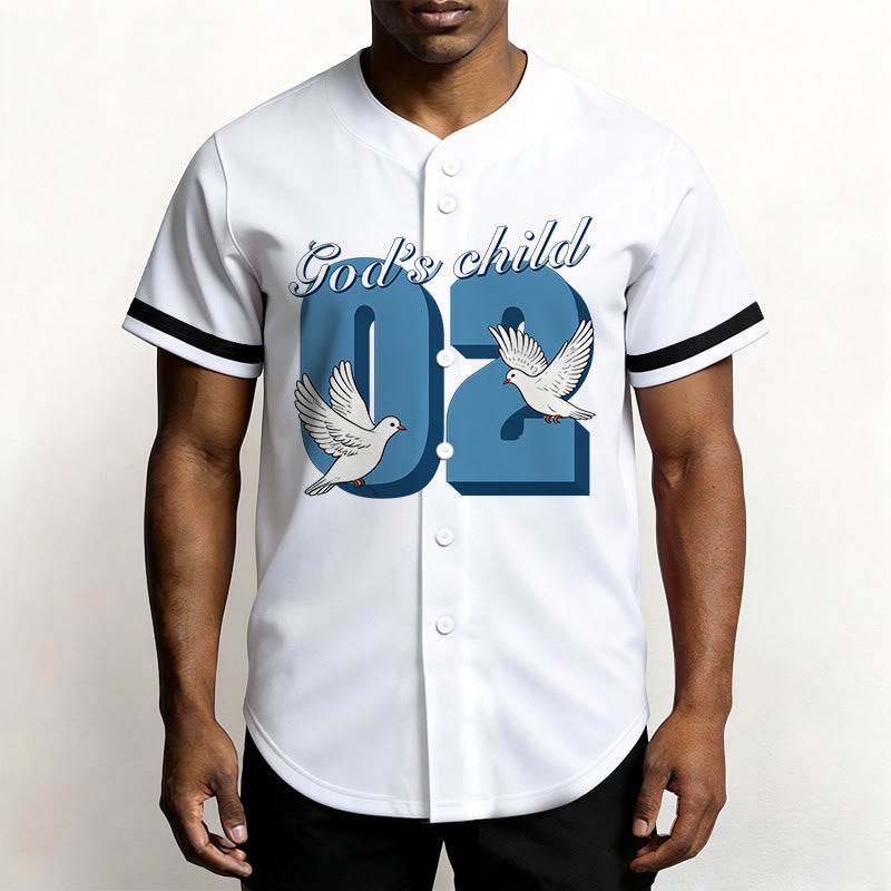 Christianartworkshop Baseballtrikot mit inspirierendem Tauben- und Zahlenmotiv „Gottes Kind“ - image 8