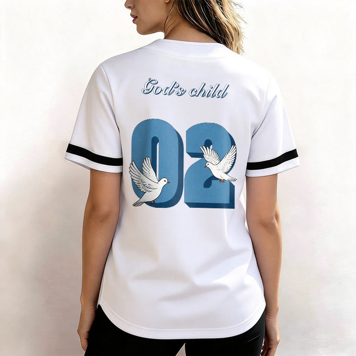 Christianartworkshop Baseballtrikot mit inspirierendem Tauben- und Zahlenmotiv „Gottes Kind“ - image 11