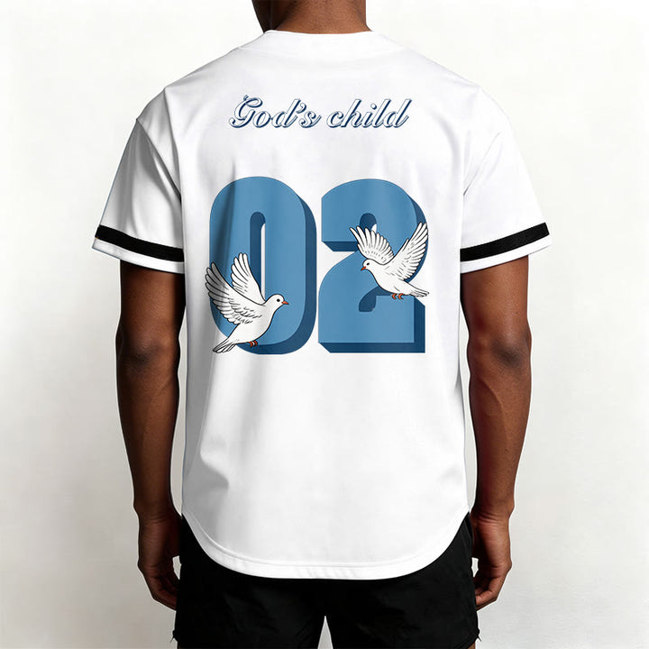 Christianartworkshop Baseballtrikot mit inspirierendem Tauben- und Zahlenmotiv „Gottes Kind“ - image 9