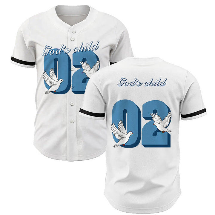 Christianartworkshop Baseballtrikot mit inspirierendem Tauben- und Zahlenmotiv „Gottes Kind“ - Weiß - 5XL - image 7