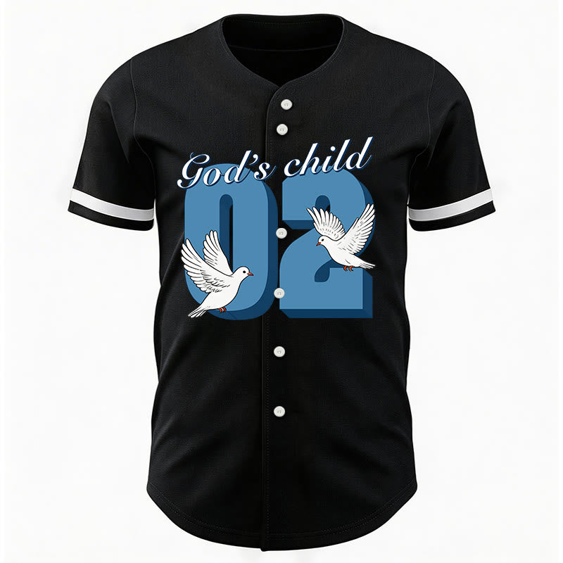 Christianartworkshop Baseballtrikot mit inspirierendem Tauben- und Zahlenmotiv „Gottes Kind“ - image 5