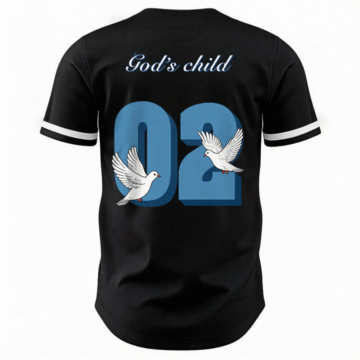 Christianartworkshop Baseballtrikot mit inspirierendem Tauben- und Zahlenmotiv „Gottes Kind“ - image 6