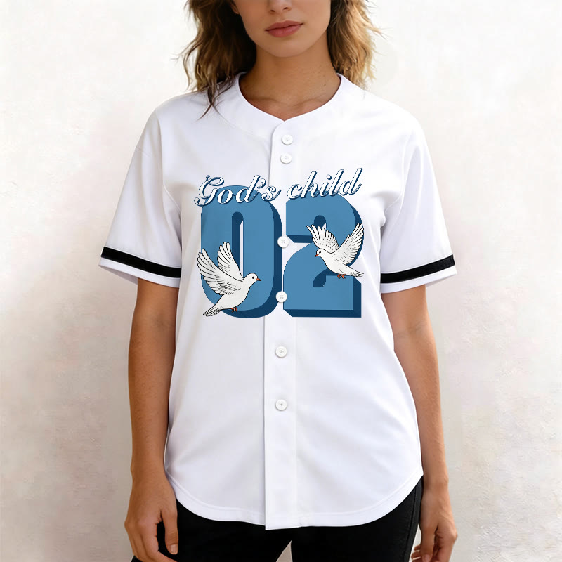 Christianartworkshop Baseballtrikot mit inspirierendem Tauben- und Zahlenmotiv „Gottes Kind“ - image 10
