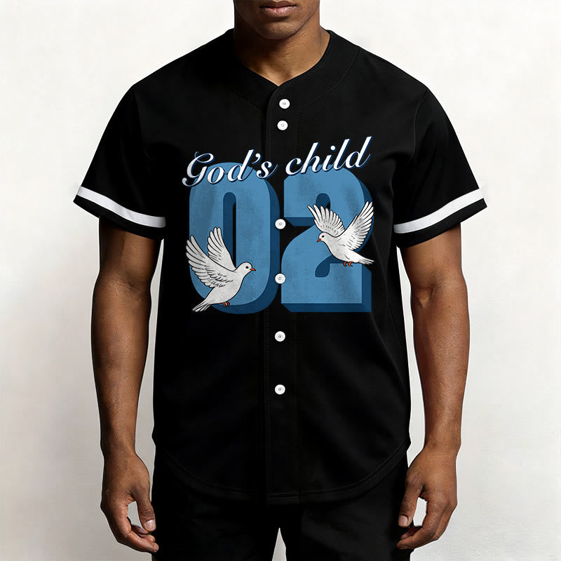 Christianartworkshop Baseballtrikot mit inspirierendem Tauben- und Zahlenmotiv „Gottes Kind“ - image 1