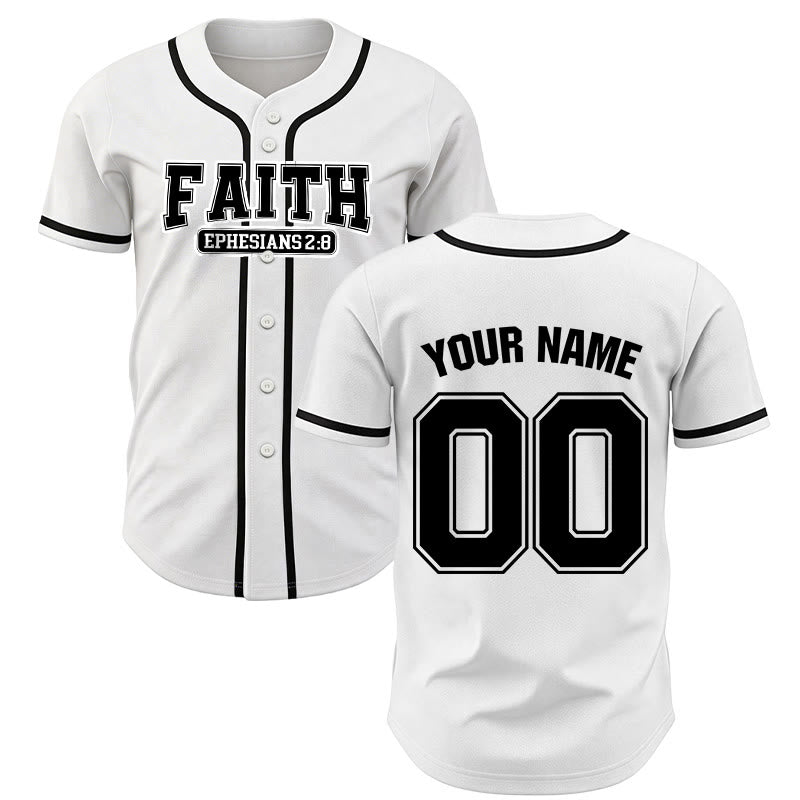 Christianartworkshop Baseballtrikot mit individuellem Namen und Nummer - Weiß - 5XL - Name & Nummer angepasst - image 15