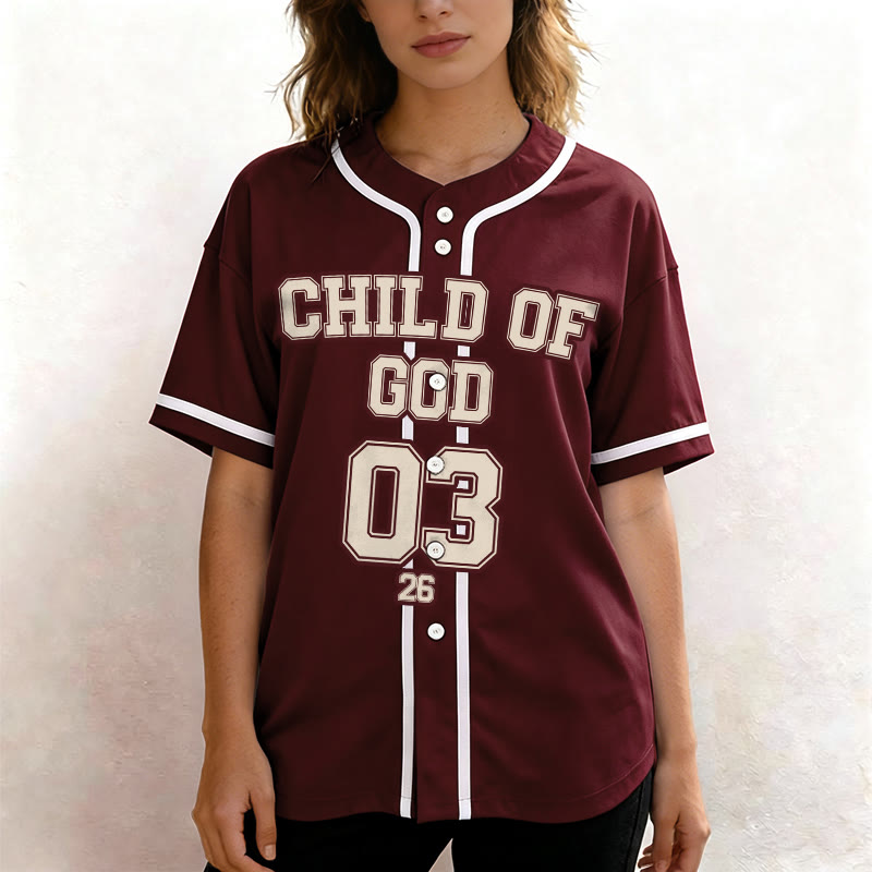 Christianartworkshop Kind Gottes Christliches Statement Baseballtrikot mit individuellem Namen und Nummer - image 3