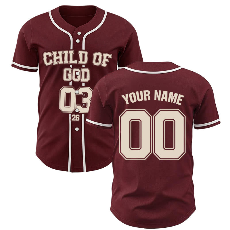 Christianartworkshop Kind Gottes Christliches Statement Baseballtrikot mit individuellem Namen und Nummer - 5XL - Name & Nummer angepasst - image 0
