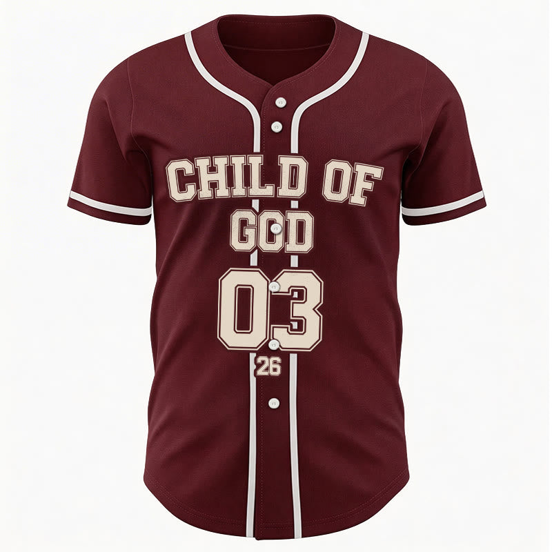 Christianartworkshop Kind Gottes Christliches Statement Baseballtrikot mit individuellem Namen und Nummer - image 5