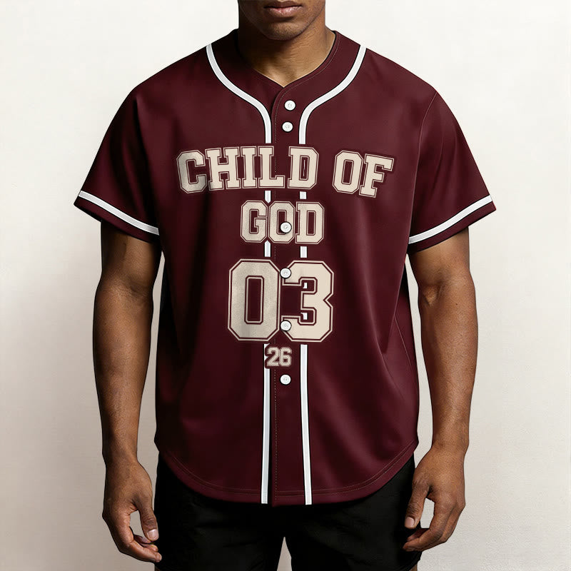 Christianartworkshop Kind Gottes Christliches Statement Baseballtrikot mit individuellem Namen und Nummer - image 1
