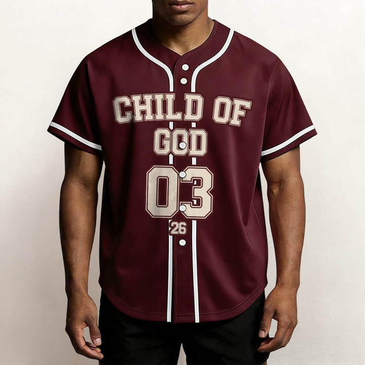 Christianartworkshop Kind Gottes Christliches Statement Baseballtrikot mit individuellem Namen und Nummer - image 1