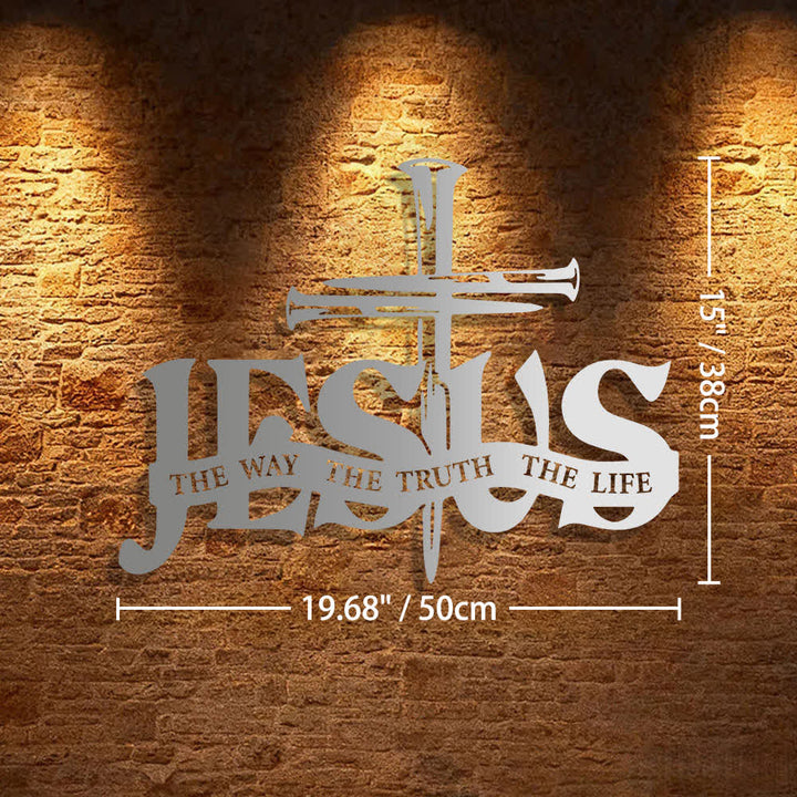 Christianartworkshop Wanddekoration aus Metall: Jesus und Kreuz – Wohnaccessoires - 19,68 x 15 x 0,05 Zoll / 50 x 38 x 0,12 cm - Silber - image 29