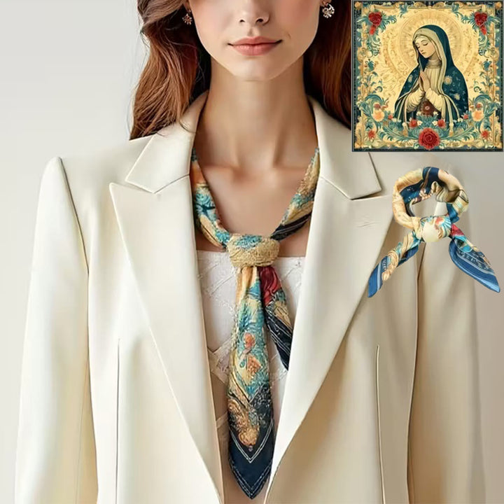 Christianartworkshop Satinschal „Serene Madonna“: Eine Blüte der Hingabe - A - image 0