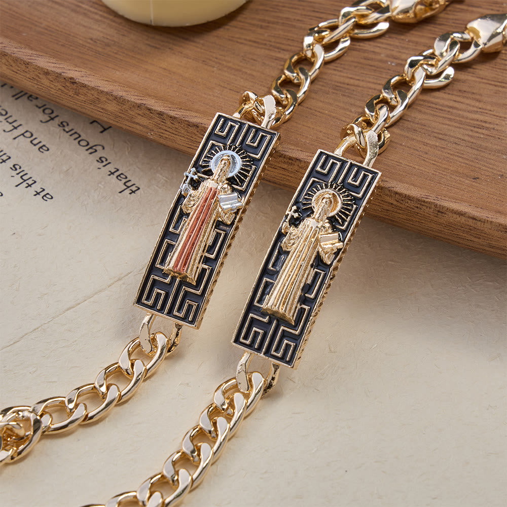 Christianartworkshop Kubanisches Gliederarmband mit Medaillons der Jungfrau Maria und des heiligen Judas Thaddäus, ein Symbol göttlichen Schutzes - image 1
