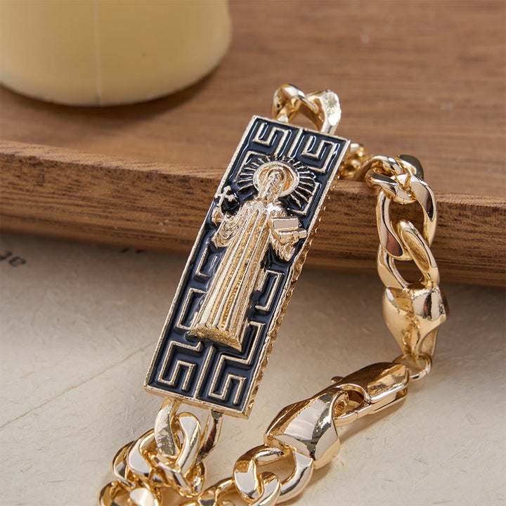 Christianartworkshop Kubanisches Gliederarmband mit Medaillons der Jungfrau Maria und des heiligen Judas Thaddäus, ein Symbol göttlichen Schutzes - Unsere Liebe Frau - image 2